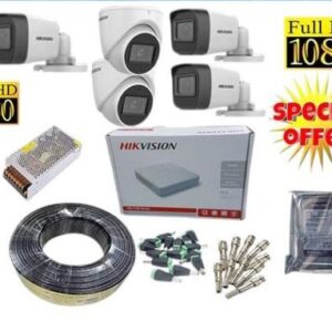 Hikvision Real Time View 5 Full HD CCTV Cameras Full Installation System Kit -50M RG59 Cable+ 8 Channel DVR Machine