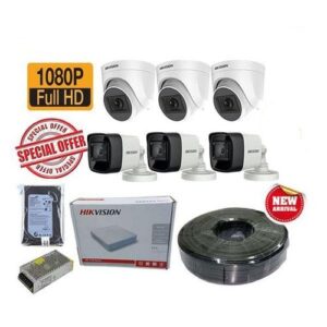 Hikvision 6 Turbo HD 1080P Full HD CCTV Cameras Complete System Kit-1TB Hard Disk+100M RG59 Cable